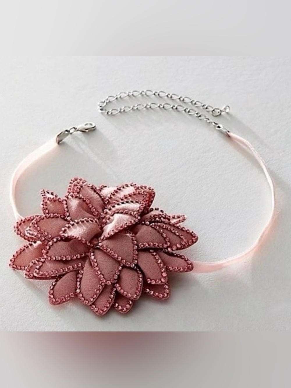 NIP Free People Blush Pink Satin Floral Choker